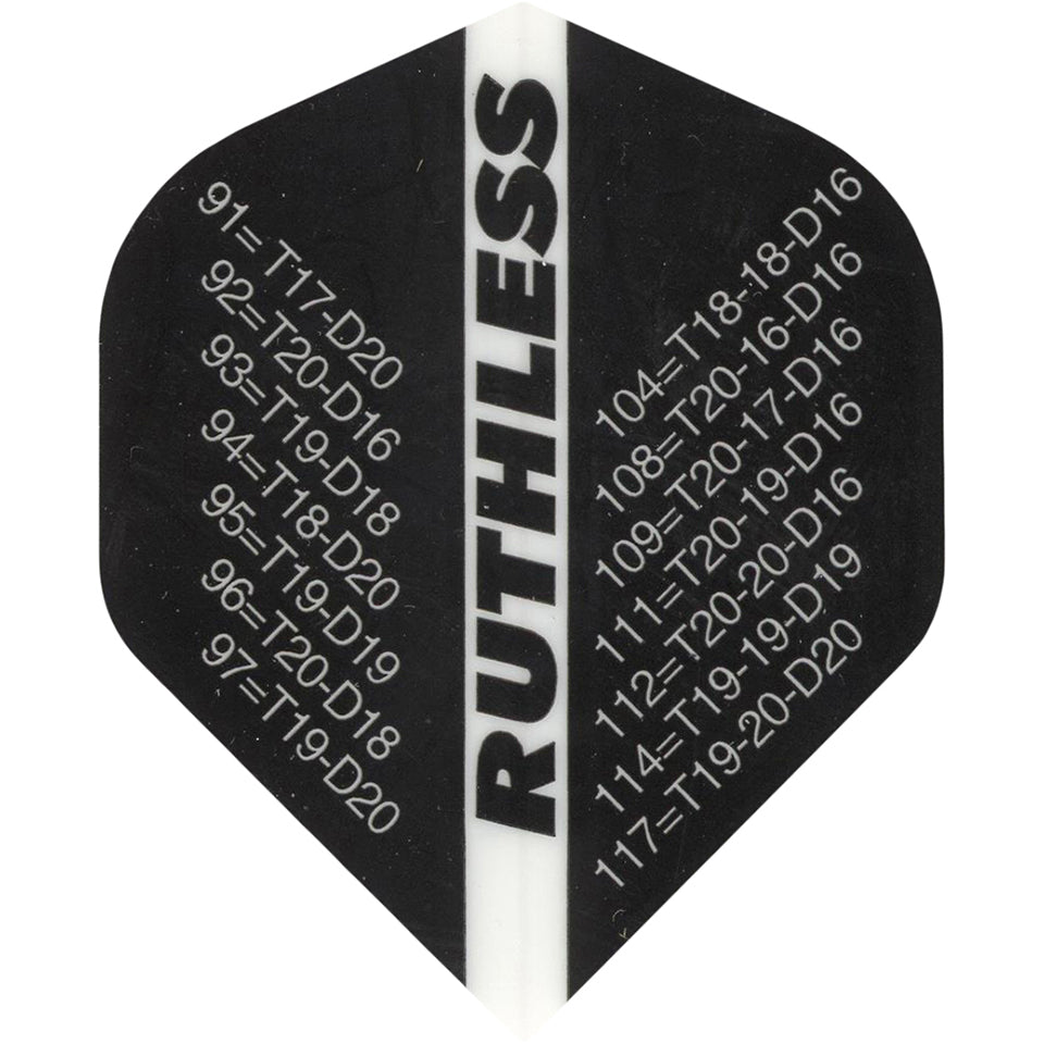 Ruthless Dart Flights - 100 Micron Standard Black Out Chart