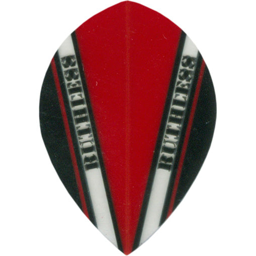 Ruthless Dart Flights - 100 Micron Pear V Pattern Red Black And Clear