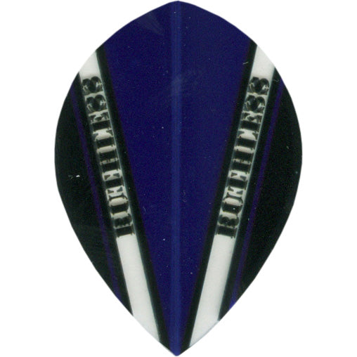 Ruthless Dart Flights - 100 Micron Pear V Pattern Dk Blue Black And Clear