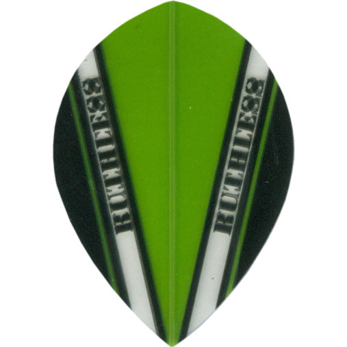 Ruthless Dart Flights - 100 Micron Pear V Pattern Green Black And Clear