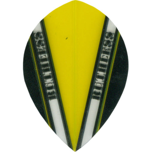 Ruthless Dart Flights - 100 Micron Pear V Pattern Yellow Black And Clear