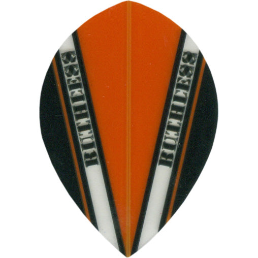 Ruthless Dart Flights - 100 Micron Pear V Pattern Orange Black And Clear