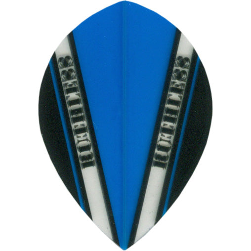 Ruthless Dart Flights - 100 Micron Pear V Pattern Lt Blue Black And Clear