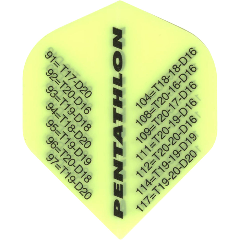 Pentathlon Dart Flights - 100 Micron Standard Yellow With Out Chart