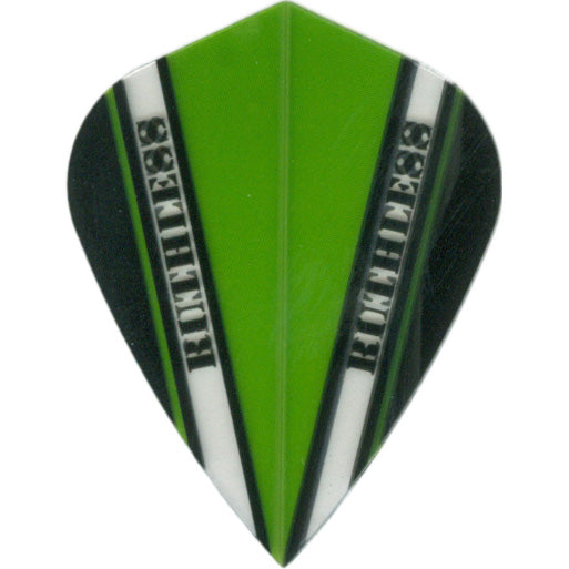 Ruthless Dart Flights - 100 Micron Kite V Pattern Green Black And Clear