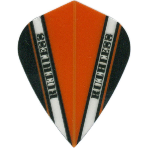 Ruthless Dart Flights - 100 Micron Kite V Pattern Orange Black And Clear