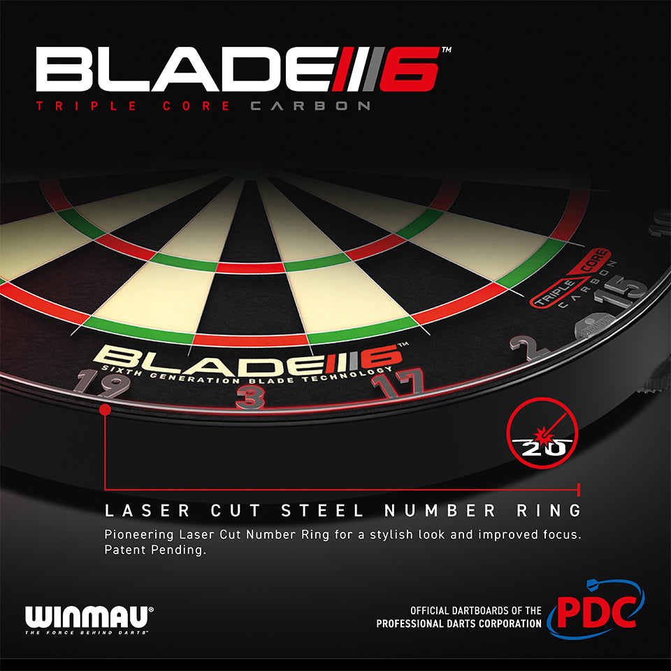 NPC Amusements Winmau Blade 6 TRIPLE CORE Dart Board + Aluminium Cabinet +  Darts Set 1EA