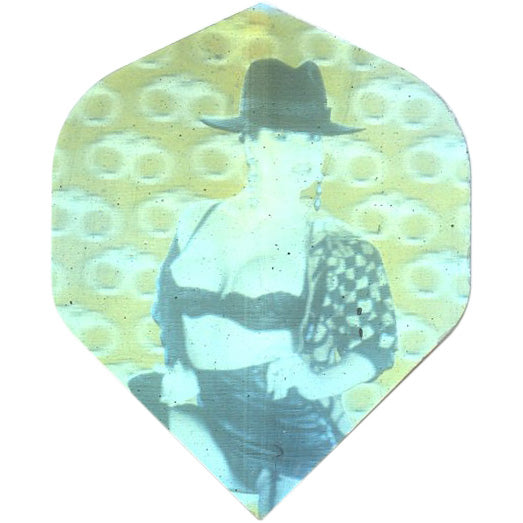 Closeout Dart Flights - 75 Micron Standard Hologram Girl In Hat