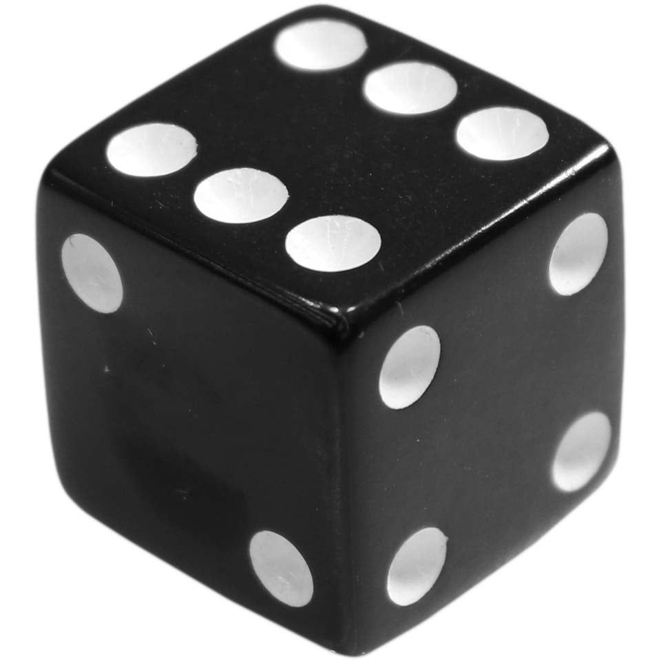 16mm Square Corner Dice - Black With White Dots