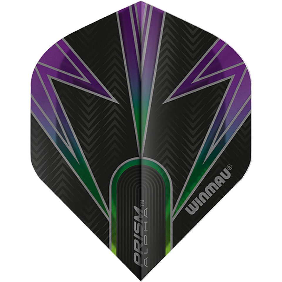 Winmau Prism Alpha Dart Flights - Standard Black with Purple & Green