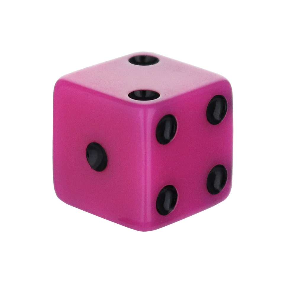 16mm Square Corner Dice - Pink With Purple Dots