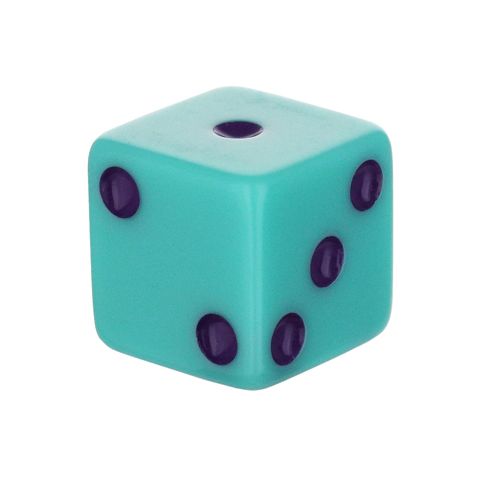 16mm Square Corner Dice - Teal With Purple Dots