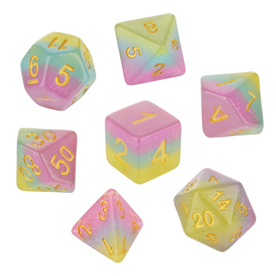 7 Piece Polyhedral Set - Pastel Rainbow