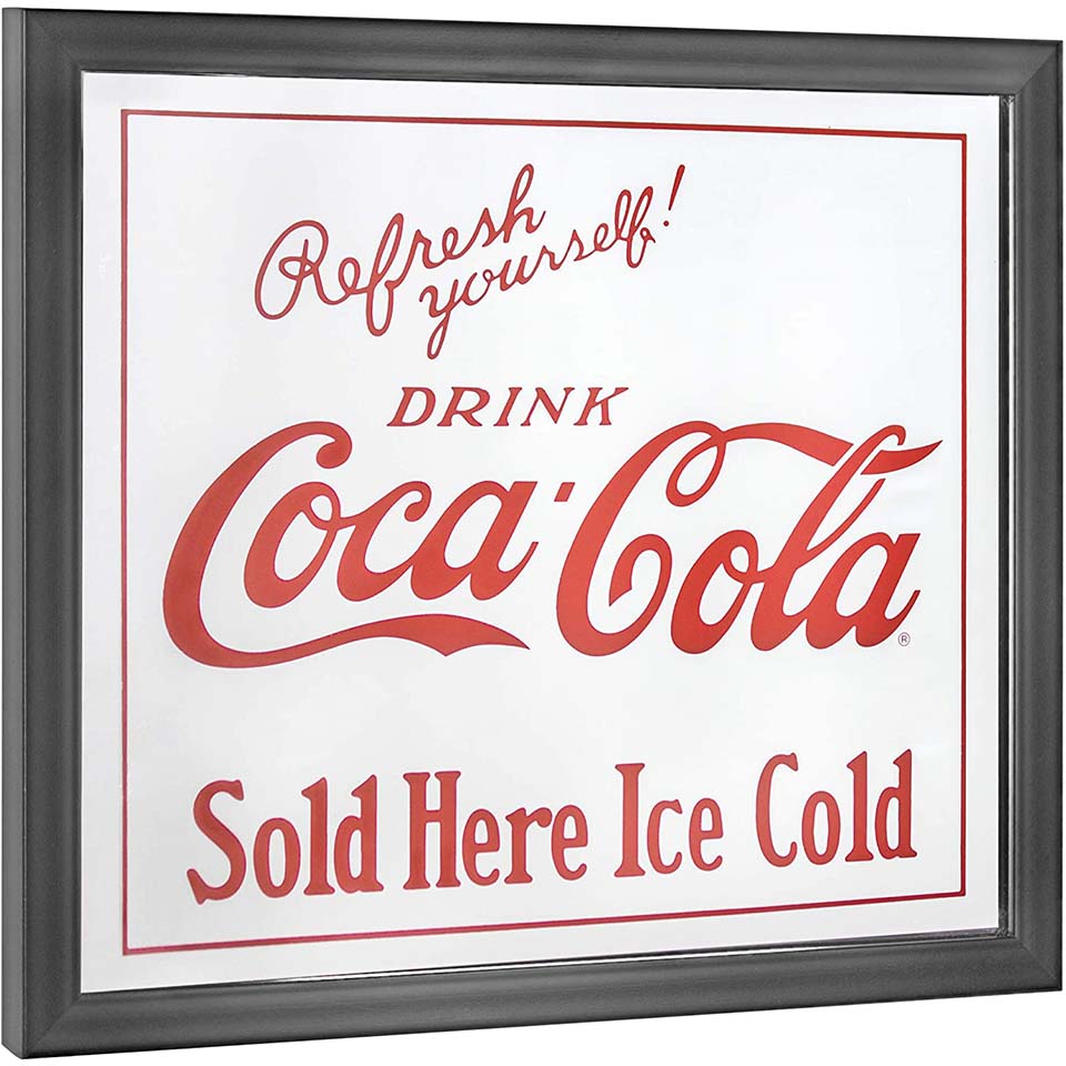 Coca Cola Refresh Yourself Mirror Glass Sign - 14" x 12"