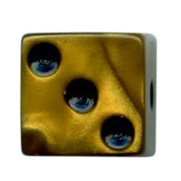 12mm Square Corner Mini Pearlized Dice - Gold