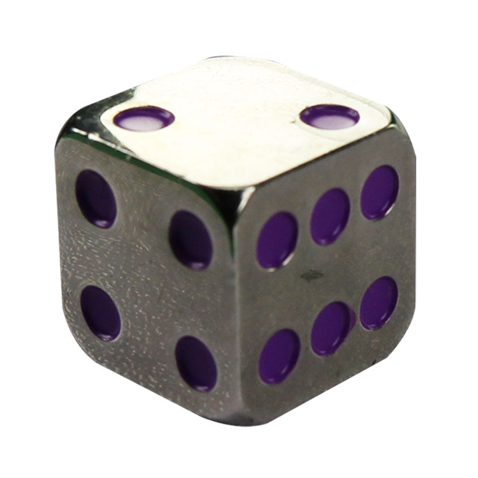 14.3mm Square Corner Metal Dice - Purple Dots