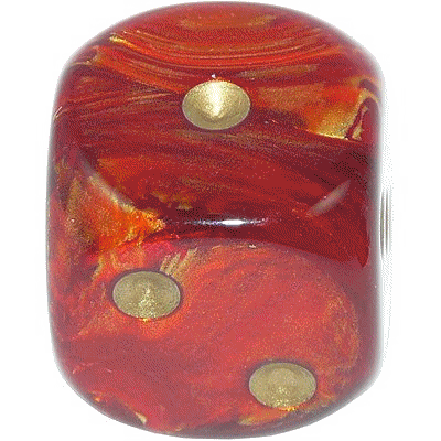 16mm Round Corner Deluxe Dice - Red Gold With Minimal Black