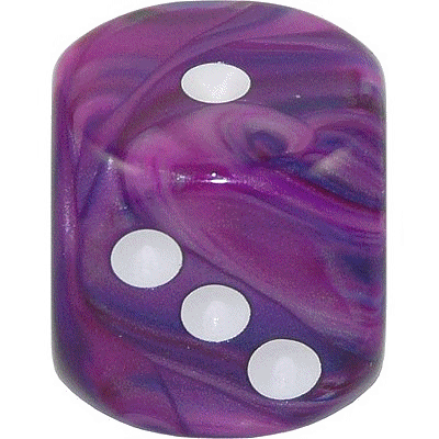 16mm Round Corner Deluxe Dice - Pink & Purple With White Dots