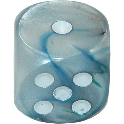 16mm Round Corner Deluxe Dice - Gray & Blue With White Dots