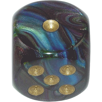16mm Round Corner Deluxe Dice - Multi Colored With Gold Dots