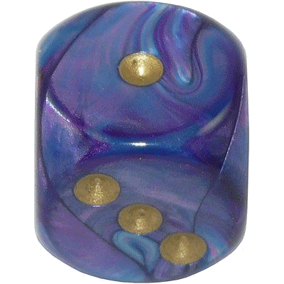 16mm Round Corner Deluxe Dice - Purple & Blue With Gold Dots