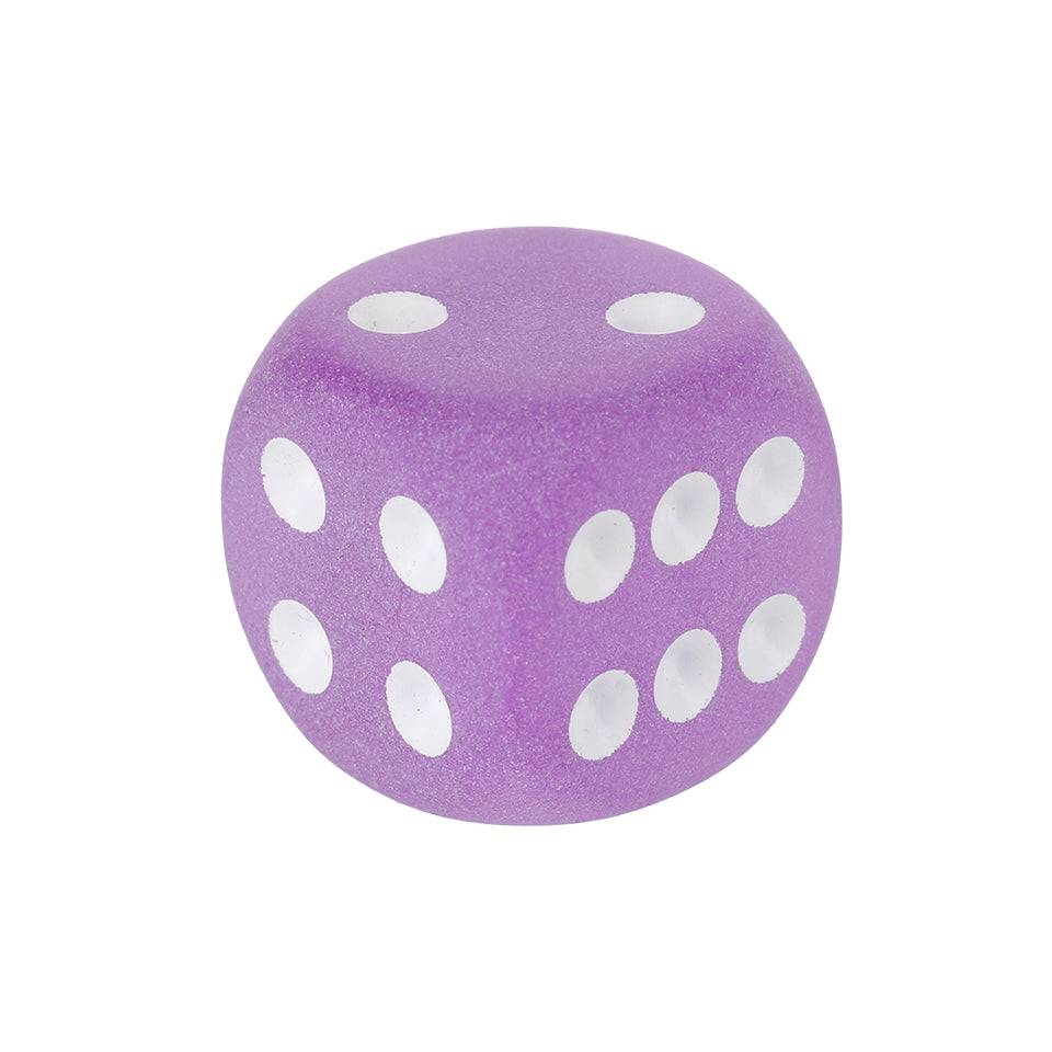 16mm Round Corner Frosted Dice - Purple With White Dots
