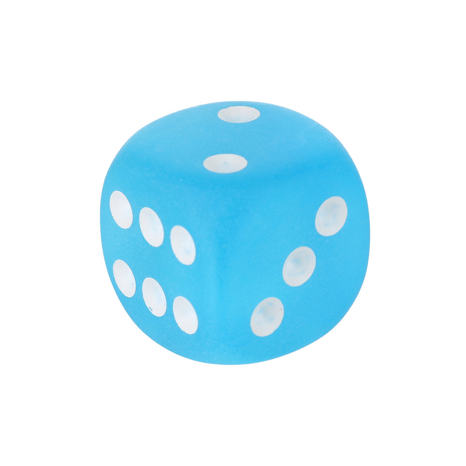 16mm Round Corner Frosted Dice - Caribbean Blue with White Dots