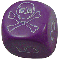 16mm Round Corner Skull Dice - Purple With White Numbers