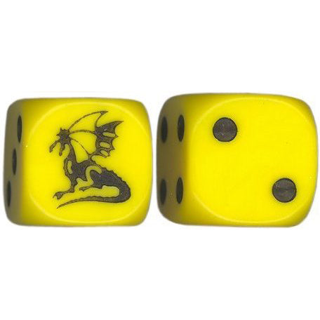 16mm Round Corner Dragon Dice - Yellow With Black Dots