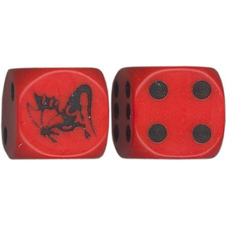 16mm Round Corner Dragon Dice - Red With Black Dots
