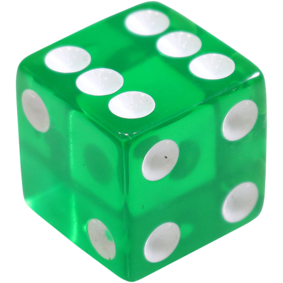 16mm Square Corner Dice - Green With White Dots