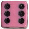 16mm Square Corner Dice - Pink With Black Dots