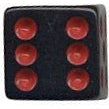 16mm Square Corner Dice - Black With Red Dots