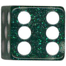 16mm Square Corner Glitter Dice - Green