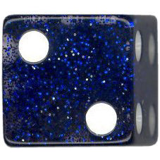 16mm Square Corner Glitter Dice - Blue