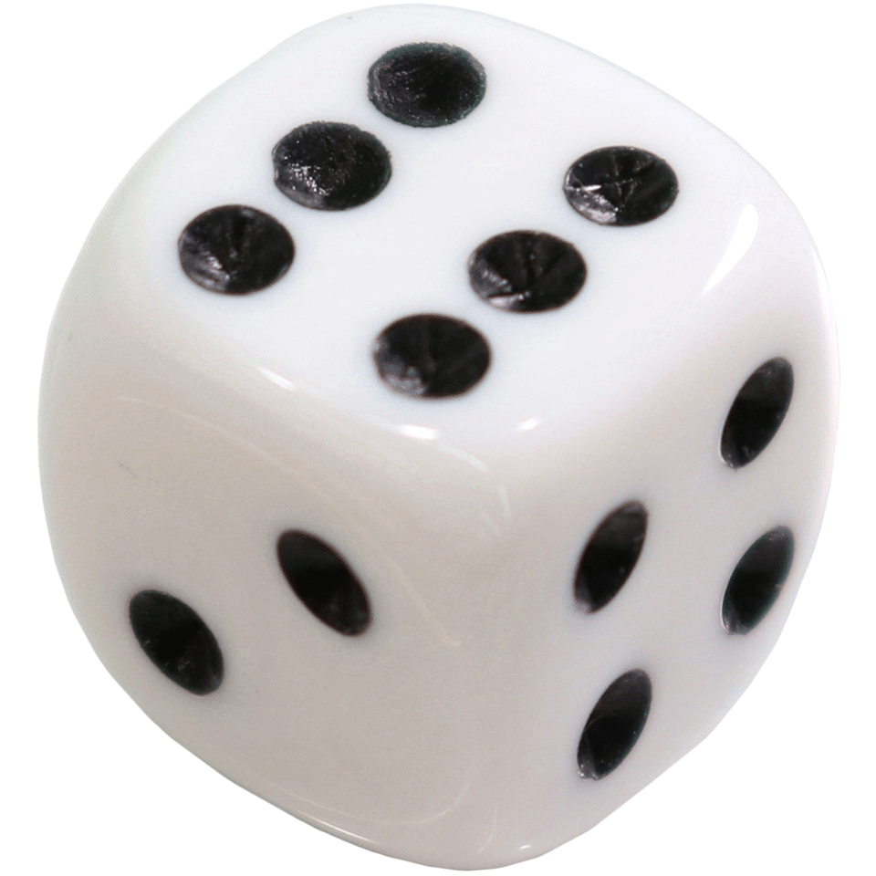 12mm Round Corner Mini Dice - White With Black Dots