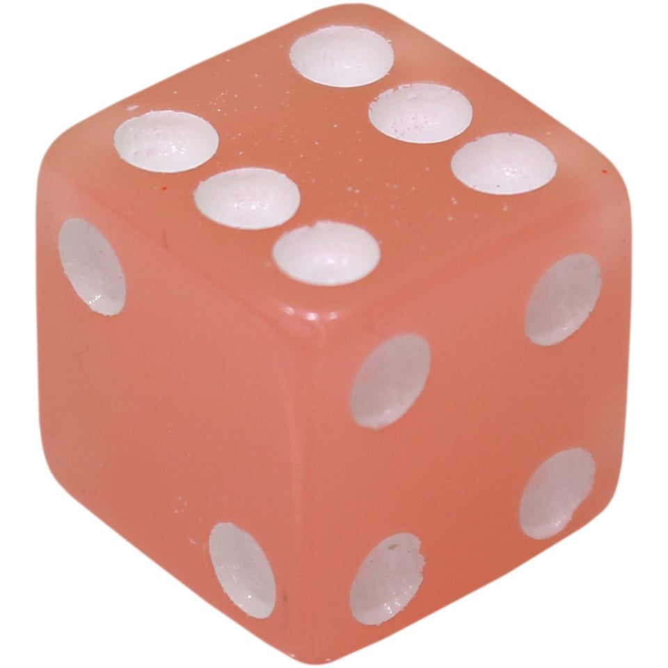 16mm Square Corner Dice - Pink With White Dots