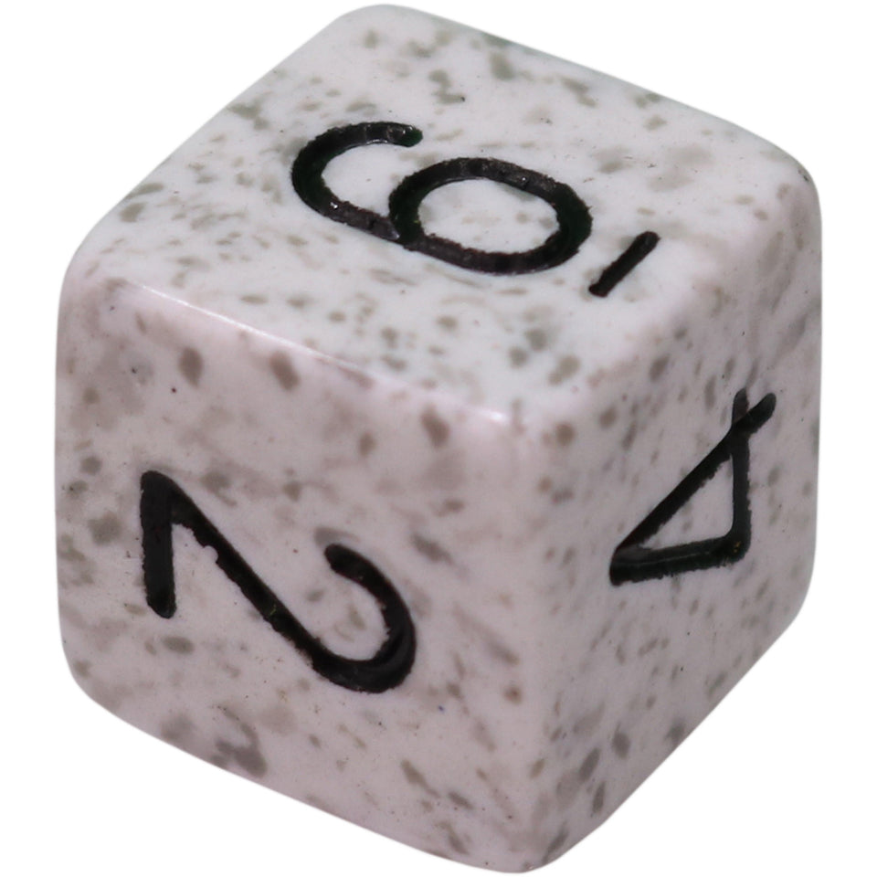 16mm Square Corner Dice - White With Grey Speckles & Grey Numbers