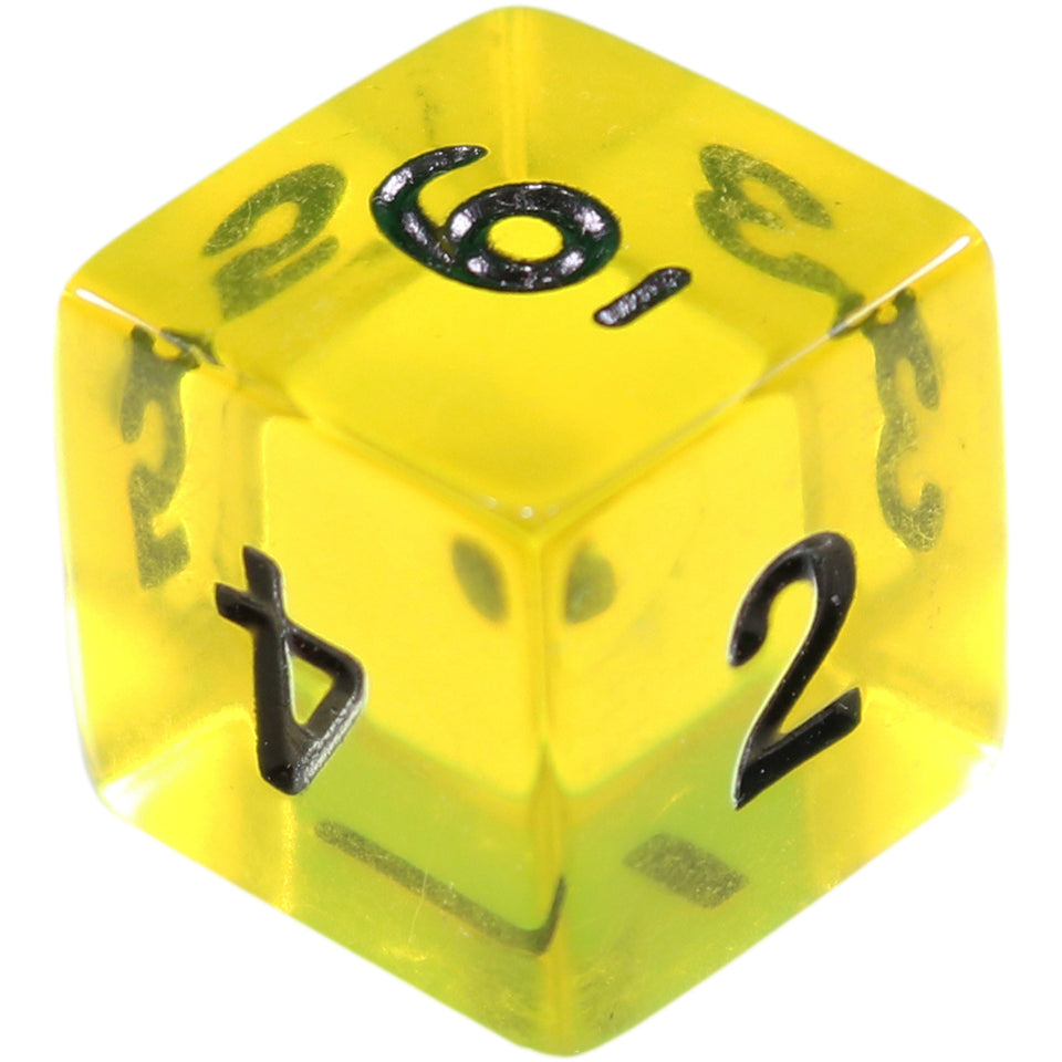 16mm Square Corner Dice - Yellow With Black Numbers