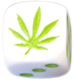 16mm Round Corner Leaf Dice - White With Green Dots & Leaf