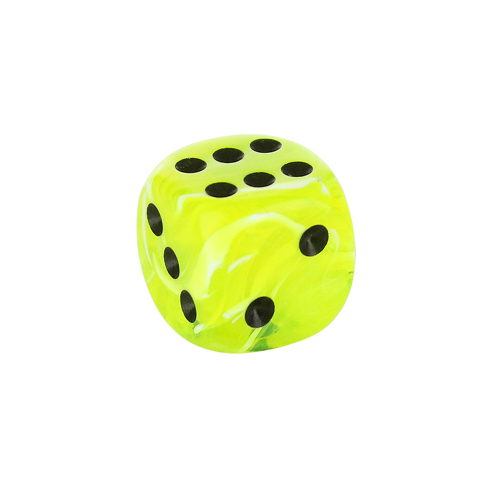 12mm Round Corner Mini Dice - Bright Green With Black Dots