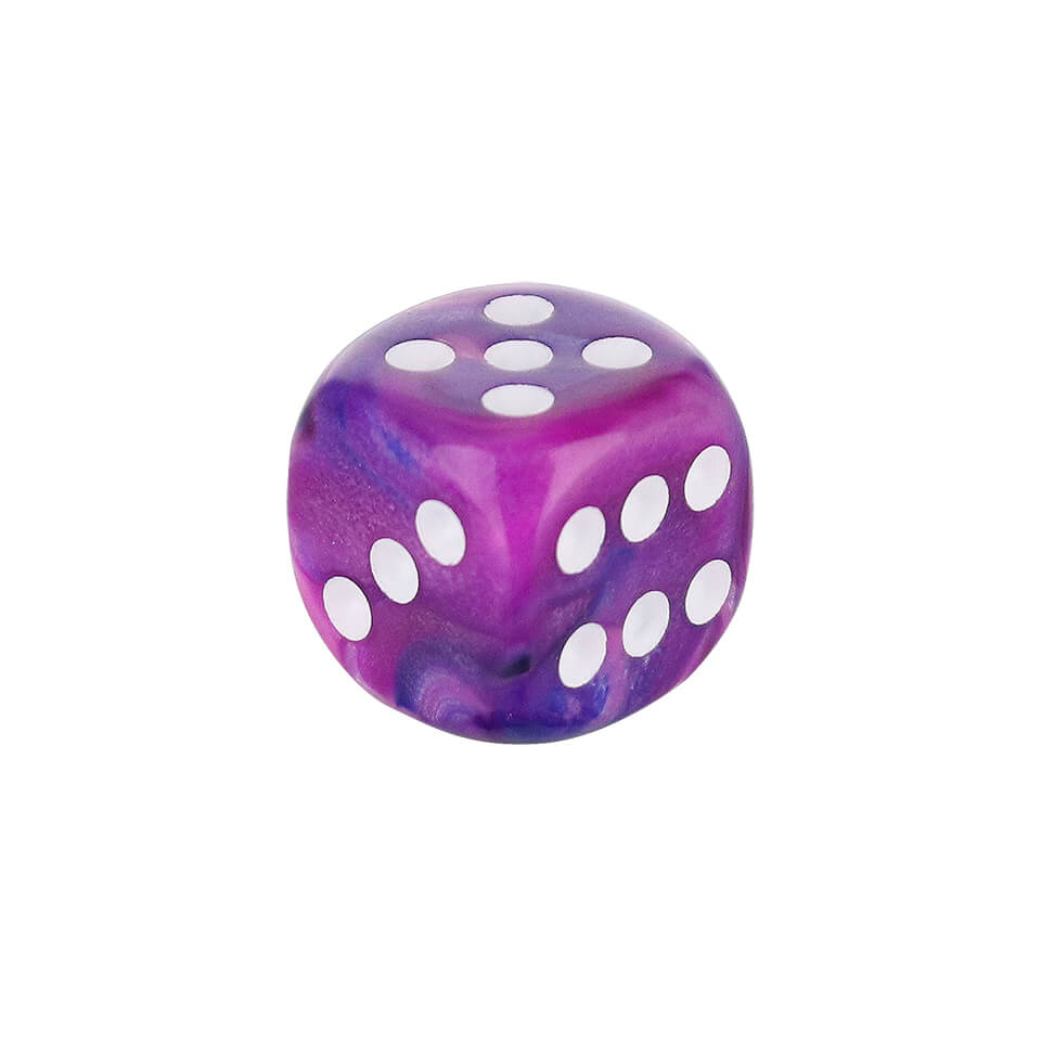 12mm Round Corner Mini Dice - Violet With White Dots