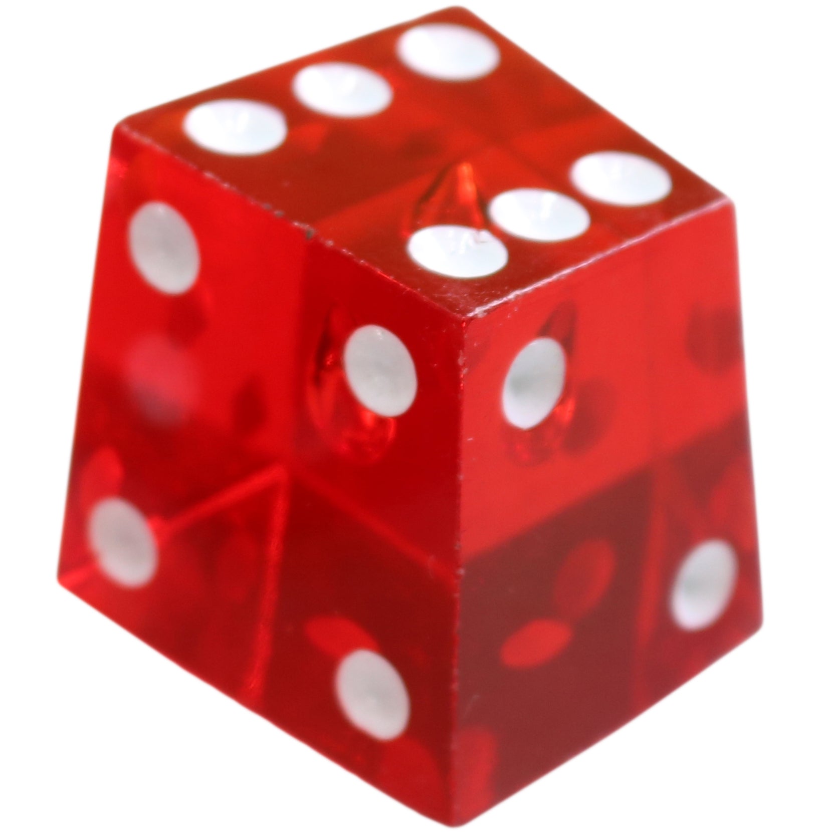 Precision Corner Crooked Translucent Dice - Red With White Dots