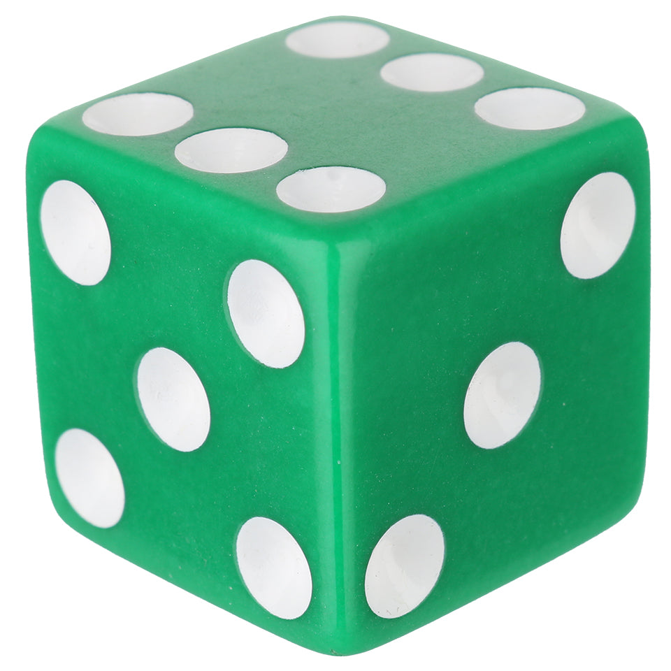25mm Square Corner Dice - Green With White Dots