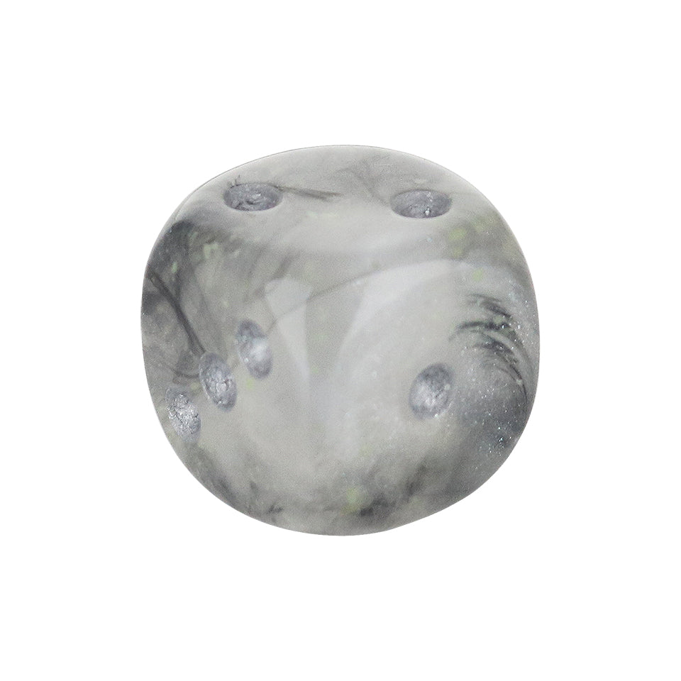 16mm Round Corner Glow in the Dark Dice - Smoke With Silver Dots