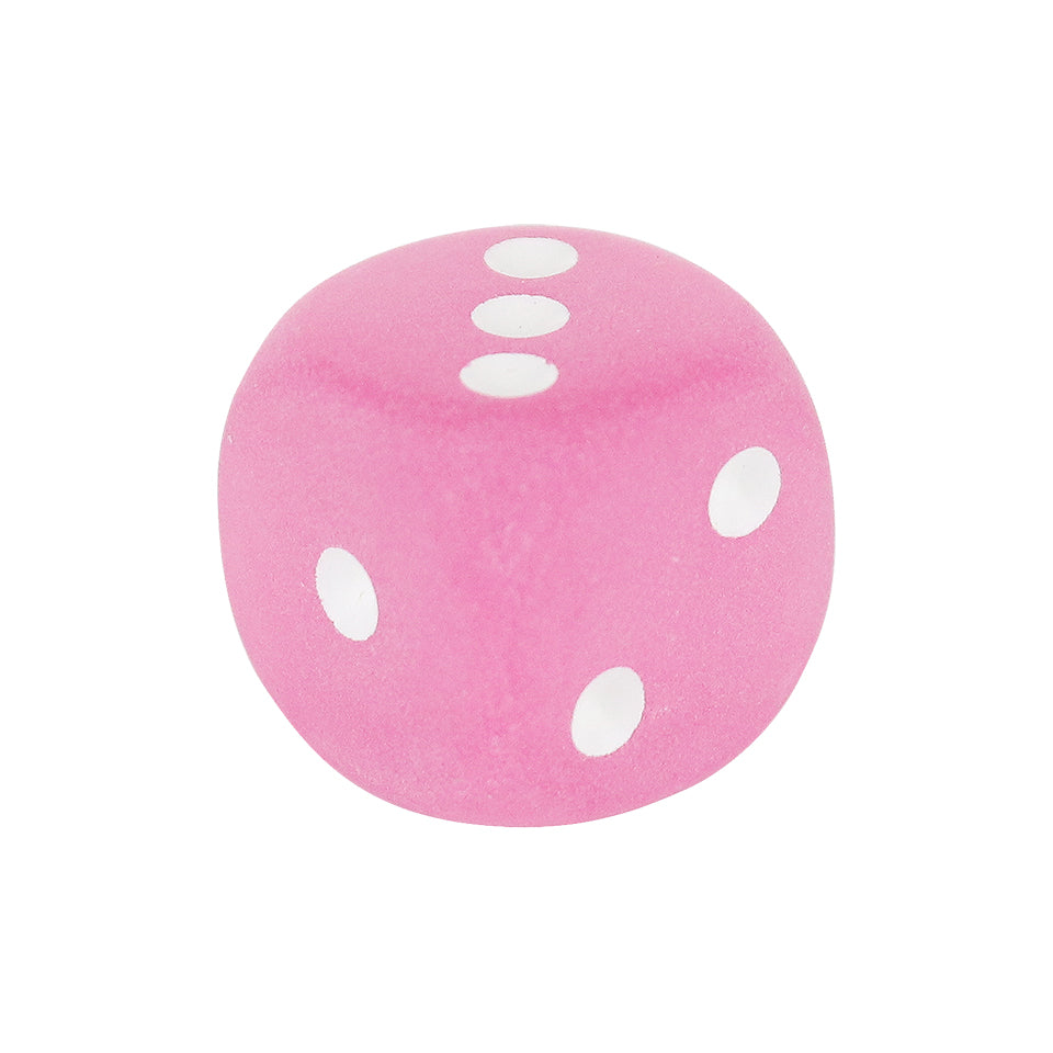 16mm Round Corner Dice - Pink With White Dots