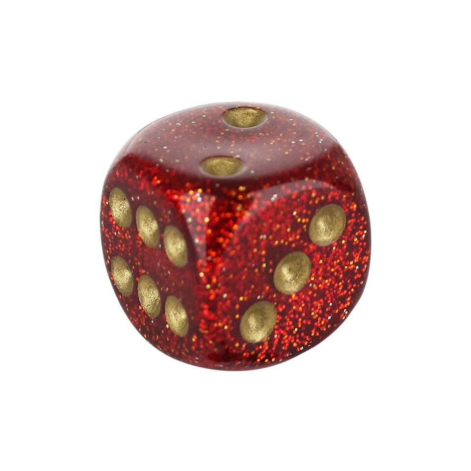16mm Round Corner Dice - Ruby Red With Gold Dots