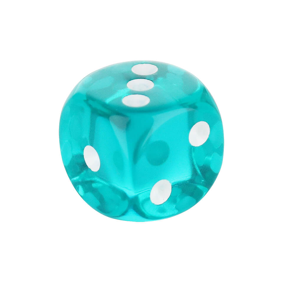 16mm Round Corner Dice - Teal With White Dots