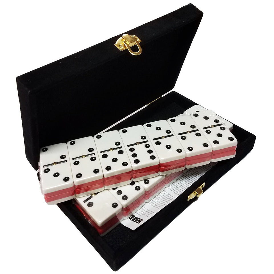 Double 6 Dominoes With Spinners - Red & White