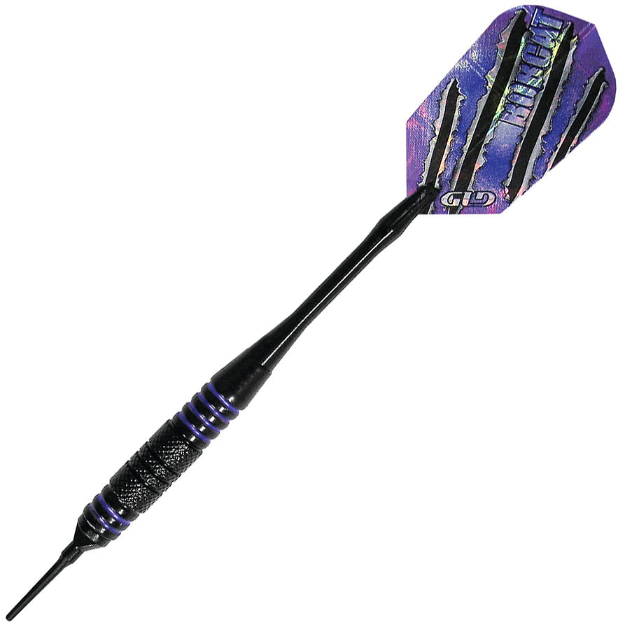 GLD Bobcat Soft Tip Darts - Black & Purple 16gm